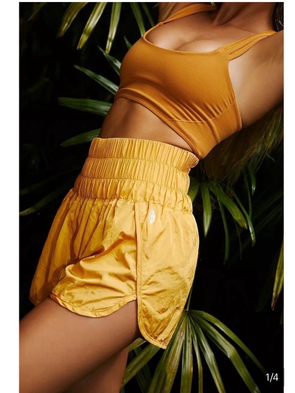 Free People Movement High-Waist Yellow Women's Athletic Shorts